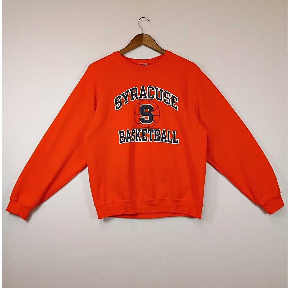 Vintage Syracuse Jerzees Mens Medium Orange Basketball Graphic Sweatshirt